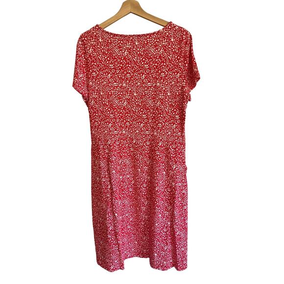 Boden Red & White Floral 100% Cotton Dress Pockets - Picture 3 of 5